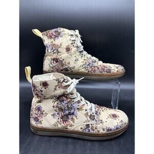 Dr. Martens Hackney Women's Size 7 Beige Floral Print Canvas Combat Boots AW004